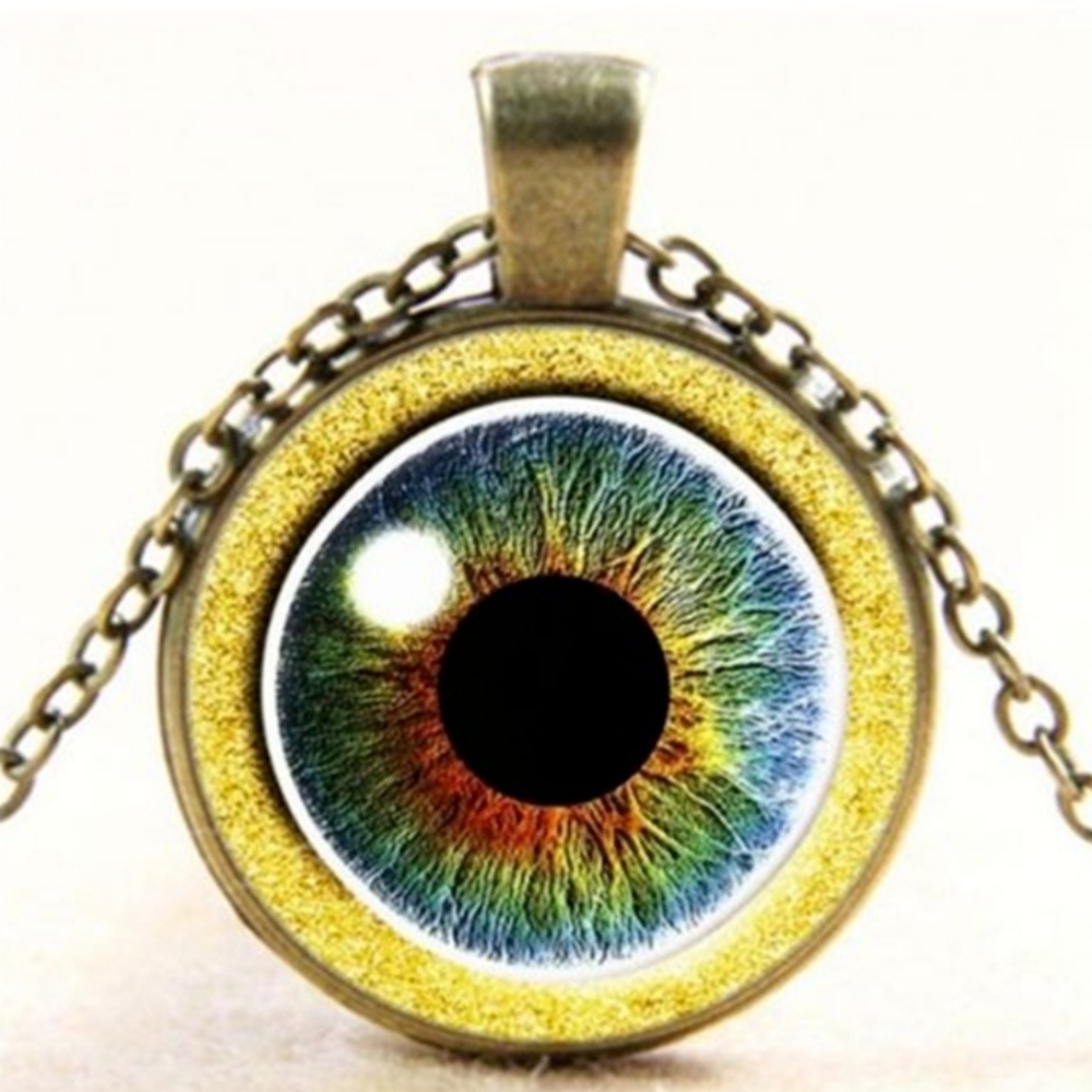Evil Eye Wiccan Pagan Cabochon Pendant Necklace